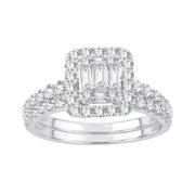 14K 1.00ctw Emerald Shape Halo Diamond Engagement ring