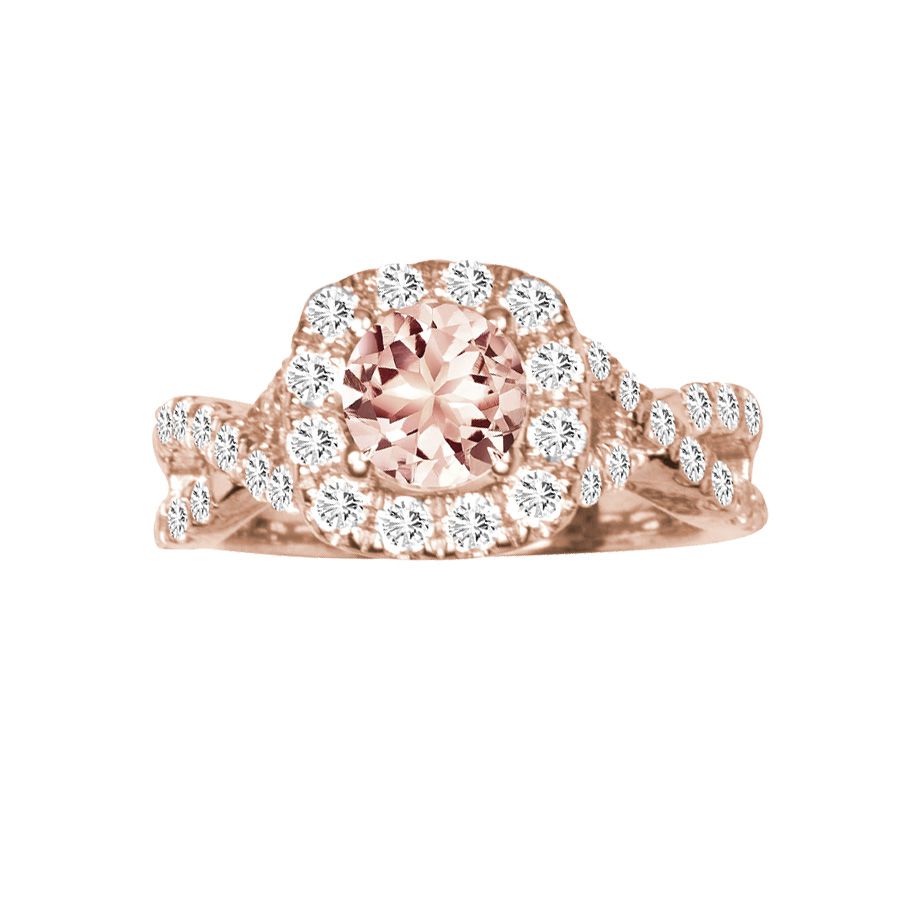 14K Rose Gold Half Infinity 1.00ctw Morganite Halo Engagement Ring