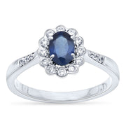 14K White Gold 0.22 Ct. Tw. Sapphire with Diamond Floral Ring