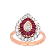 14K 0.37ctw Ruby And Diamond Pear Shape Ring