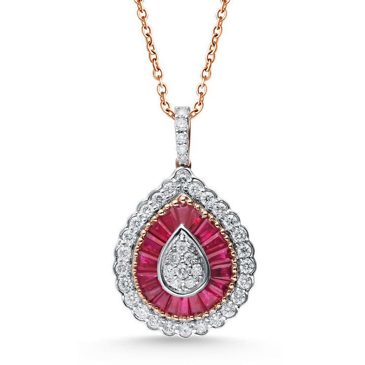 14K 0.60CT DIAMOND RUBY PENDANT