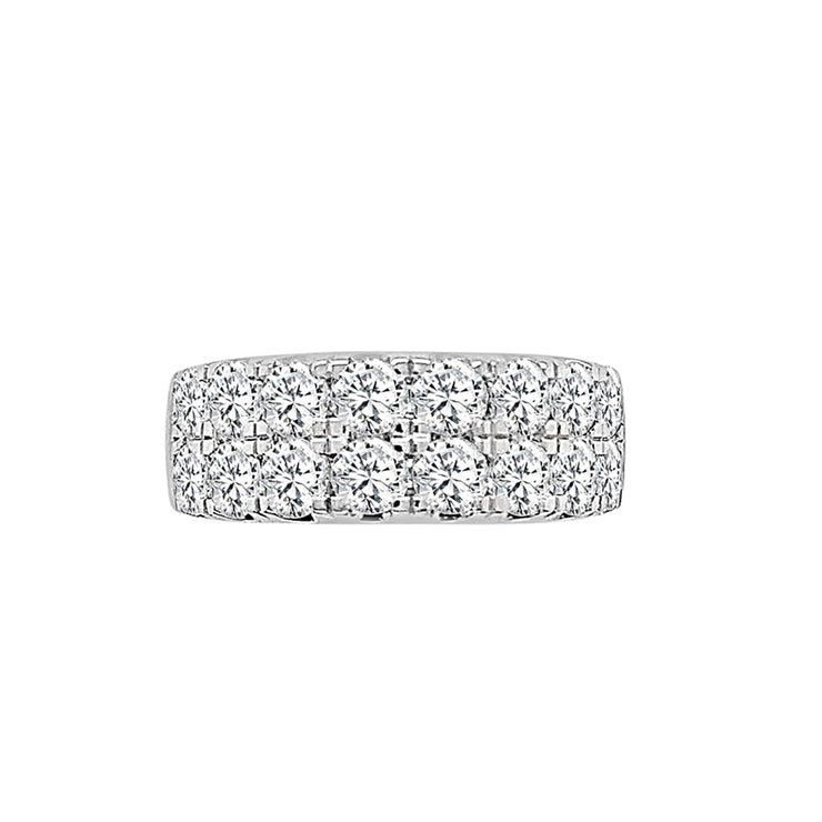 Two Rows Diamond Band Made In 14K White Gold