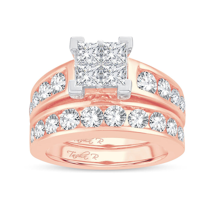 14K 3.00ctw Illusion Quad Princess Diamond Ring