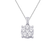 14K White Gold 0.25ctw Brilliant Cut Multi-Diamond Pendant