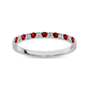 Diamond Machine Band 1/4 ct tw  Alternate Garnet and Diamond 14K White Gold