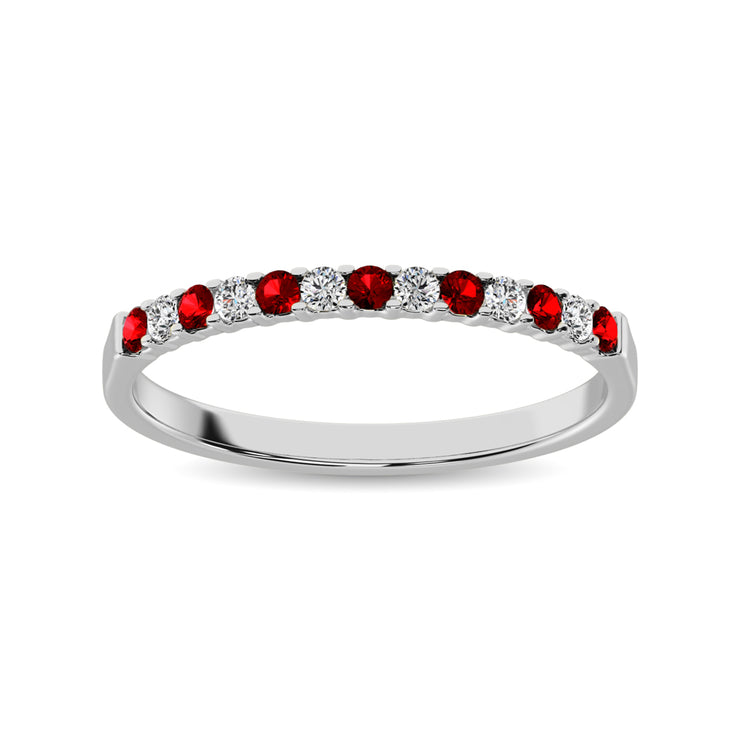 Diamond Machine Band 1/4 ct tw  Alternate Garnet and Diamond 14K White Gold