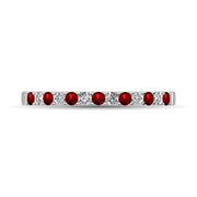 Diamond Machine Band 1/4 ct tw  Alternate Garnet and Diamond 14K White Gold