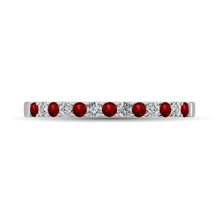 Diamond Machine Band 1/4 ct tw  Alternate Garnet and Diamond 14K White Gold