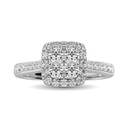 14K White Gold 9/10 Ct.Tw Cushion Diamond Engagement Ring