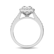 14K White Gold 9/10 Ct.Tw Cushion Diamond Engagement Ring