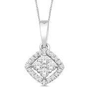 Four-piece Center Diamond Pendant 14K White Gold 0.1ctw Diamonds