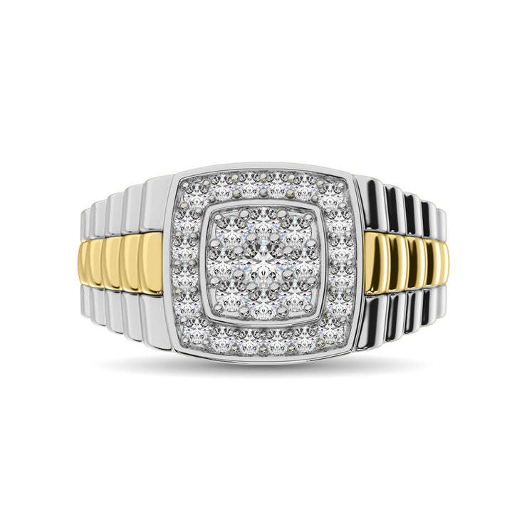 10K White Gold with Accent of 10K Yellow Gold 3/4 Ct.Tw. Diamond Mens Fashion Ring