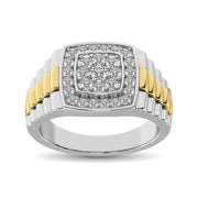 10K White Gold with Accent of 10K Yellow Gold 3/4 Ct.Tw. Diamond Mens Fashion Ring