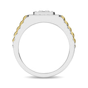 10K White Gold with Accent of 10K Yellow Gold 3/4 Ct.Tw. Diamond Mens Fashion Ring