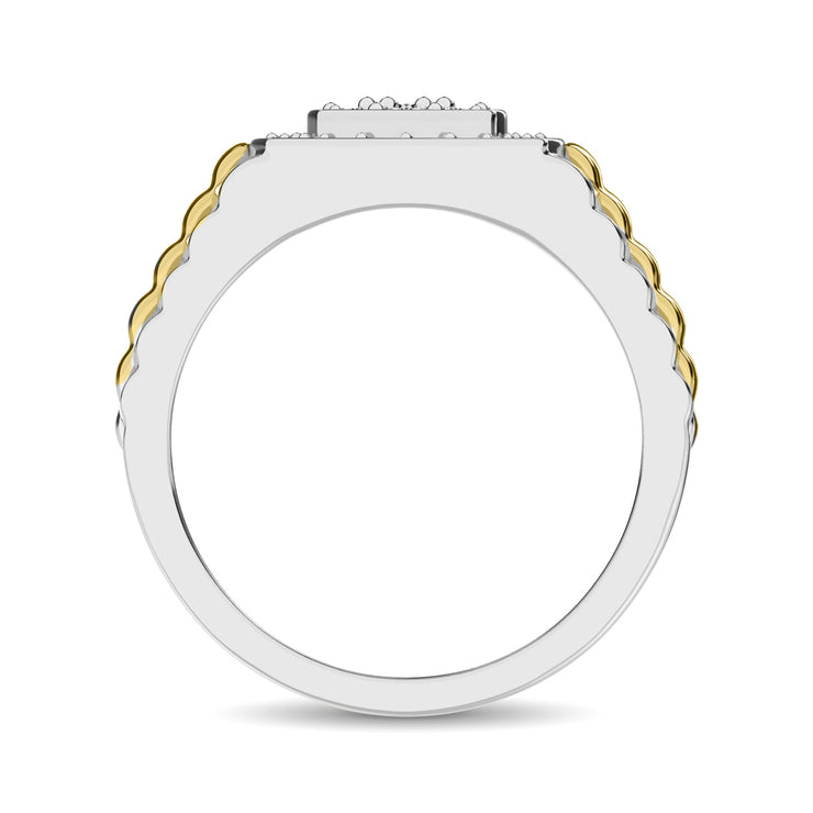 10K White Gold with Accent of 10K Yellow Gold 3/4 Ct.Tw. Diamond Mens Fashion Ring