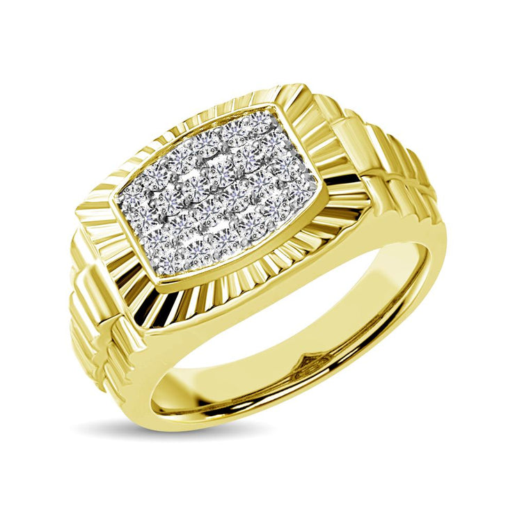 10K White Gold 0.50ctw Four-row Diamond Mens Ring