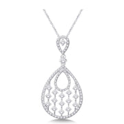 14K White Gold 5/8 Ct. Tw. Round Diamond Pear Shape Chandelier Fashion Pendant