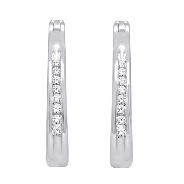 10K White Gold 0.1 Ctw. Diamond Hoop Earrings