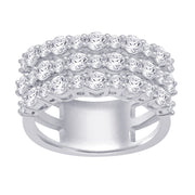14K White Gold 2 Ct.Tw. Diamond 3-Row Wide Fashion Ring