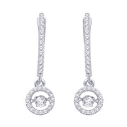 10K White Gold Moving Diamond Fashion Earrings