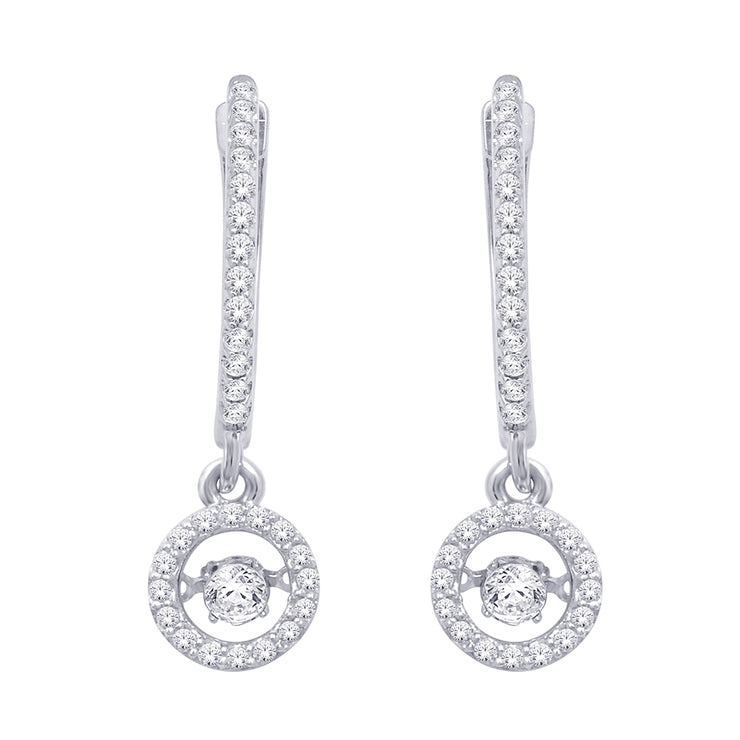 10K White Gold Moving Diamond Fashion Earrings