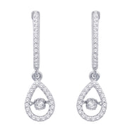 Pear Shape 2/5 Ctw Dancing Diamond Dangling Earrings