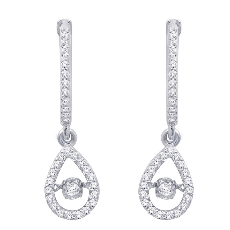 Pear Shape 2/5 Ctw Dancing Diamond Dangling Earrings