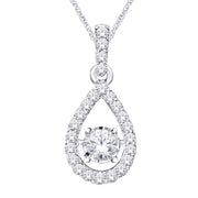 10K White Gold 0.33ctw Teardrop Illusion-set Dancing diamond pendant