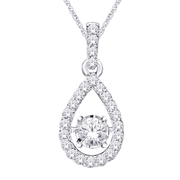 10K White Gold 0.33ctw Teardrop Illusion-set Dancing diamond pendant