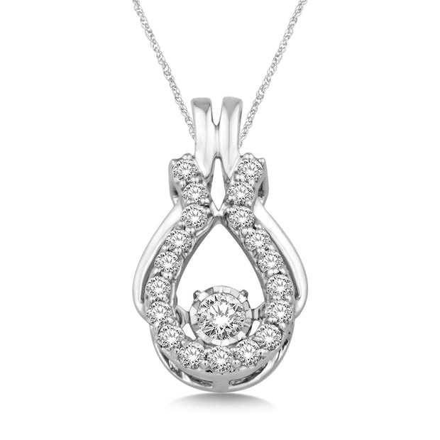 10K White Gold 0.40 ctw Flat Pear Halo diamonds pendant