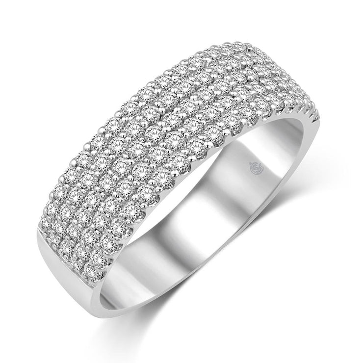 14K White Gold 1.00 Ct. Tw. Diamond Multi Row Band Ring