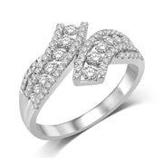 14K White Gold 0.9 Ct.Tw. Fancy Open Twist Diamond Fashion Ring