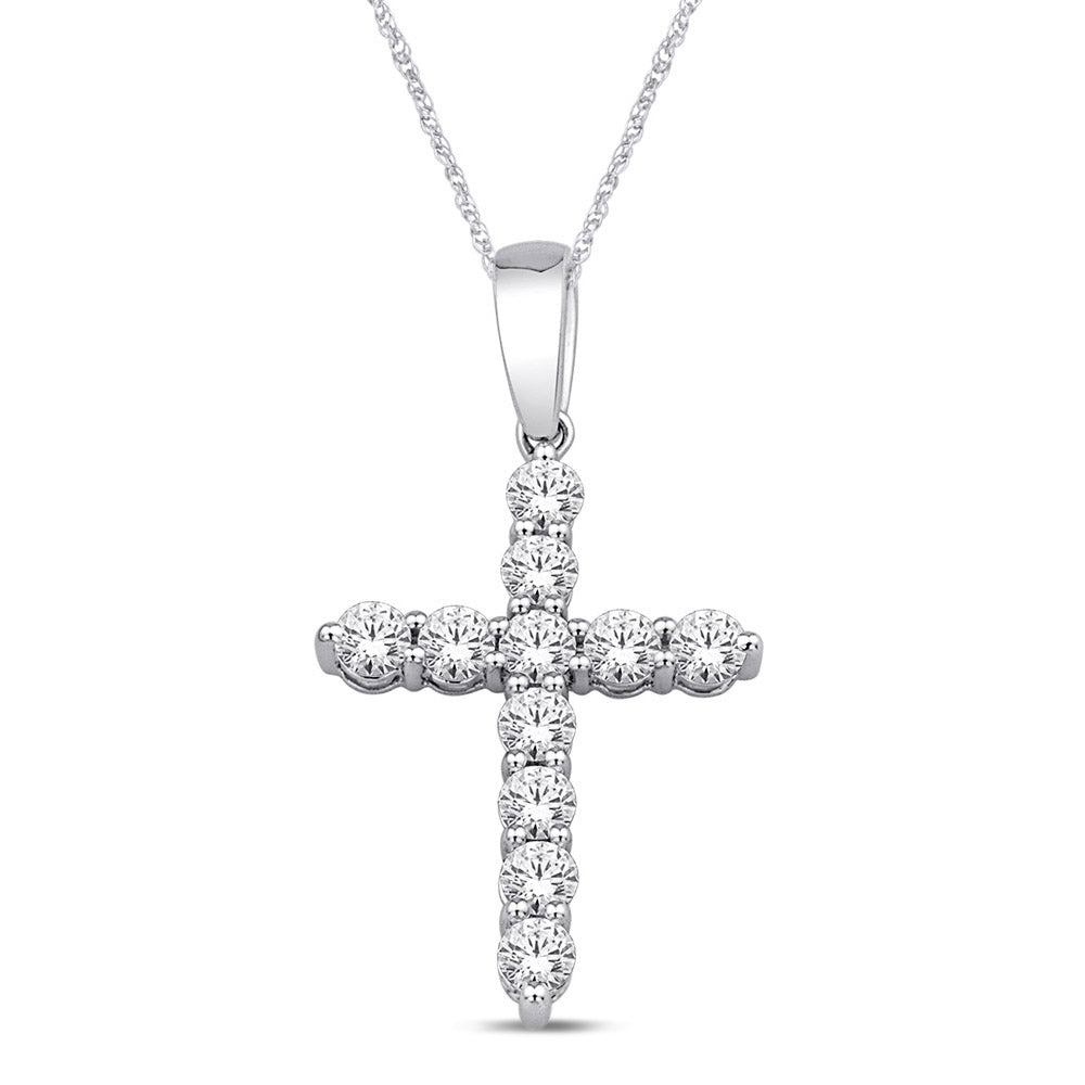 14K White Gold 1.3 Ct.Tw. Diamond Cross Pendant