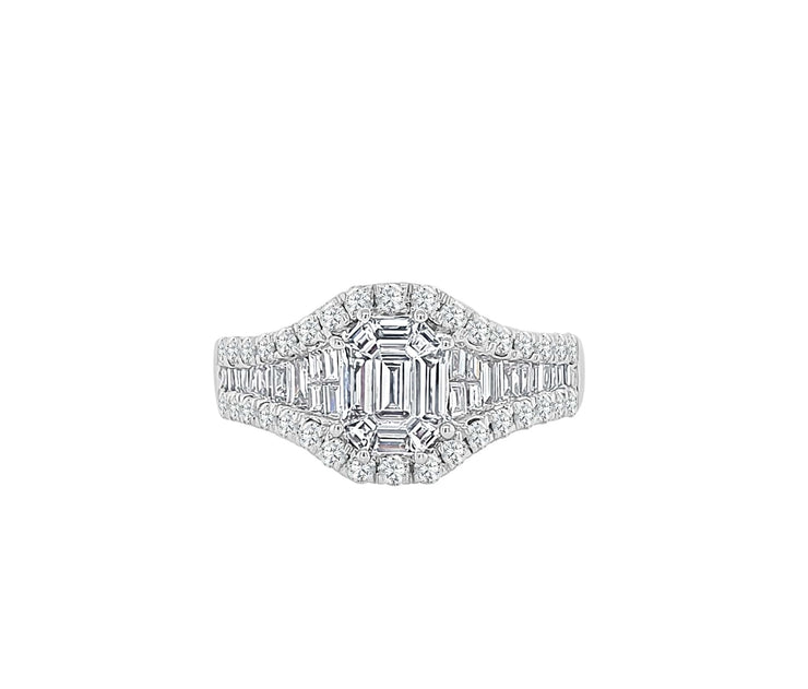 Mosaic Bridal Diamond Engagement Ring made in 14k White gold