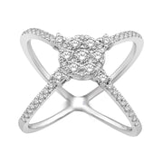14K White Gold 3/4ctw Diamond Illusion Fashion Ring