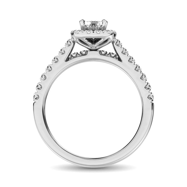 14k White Gold Lovecuts 1.00 Ct. Tw. Diamond Radiant Shape Halo Bridal Ring