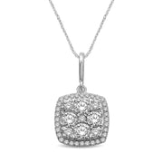 14K White Gold 5/8 Ct. Tw. Cluster Diamond Cushion Shaped Fashion Pendant