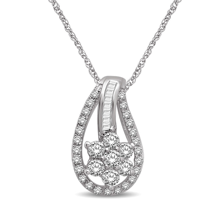 14K White Gold 2/5 Ct.Tw Diamond Fashion Pendant
