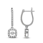 14K White Gold Diamond Hoop Earrings