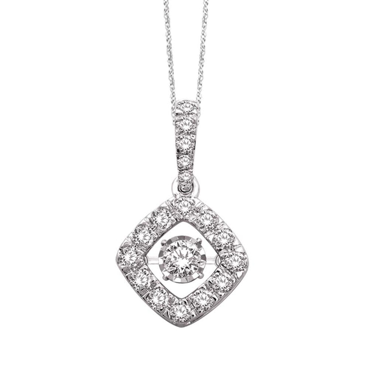 14K White Gold 5/8 Ct.Tw.Diamond Moving Diamond Pendant