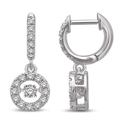 14k Wight Gold Diamond Hoop Earrings