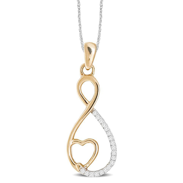 10K Yellow Gold 0.06ctw diamond Heart & Infinity pendant
