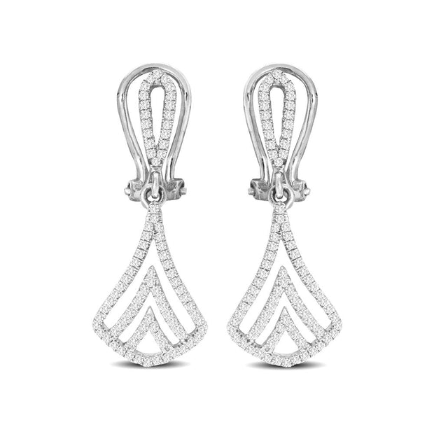 14K White Gold 0.40 Ctw Diamond Fashion Drop Earrings