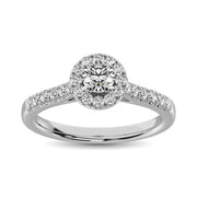 1/2 Ct.Tw. Round Halo Straight Shank Side Diamond Engagement Ring