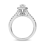 1/2 Ct.Tw. Round Halo Straight Shank Side Diamond Engagement Ring