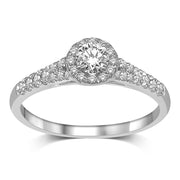 0.52ctw Round Halo Split Shank Accent Diamond Engagement Ring
