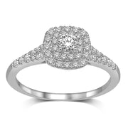 1/2 Ct.Tw. Cushion Double Halo Diamond Engagement Ring