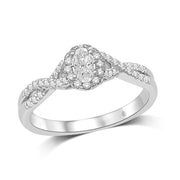 1/2 Ct.Tw. Oval Shape Halo Twist Shank Diamond Halo Engagement Ring