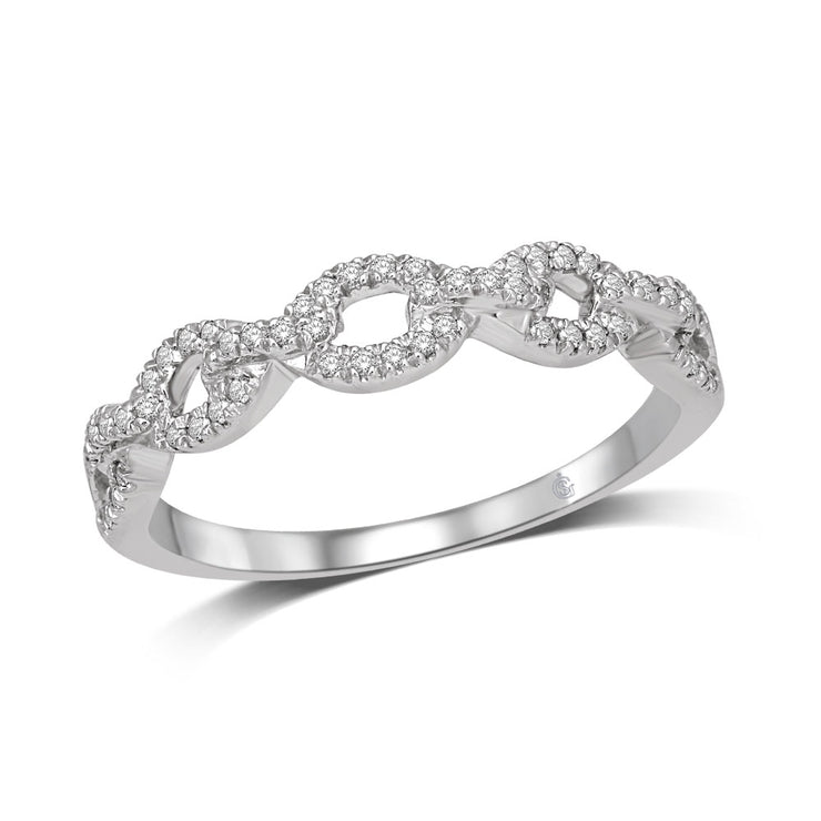 14K White Gold 1/6 Ct.Tw.Diamond Modern Band
