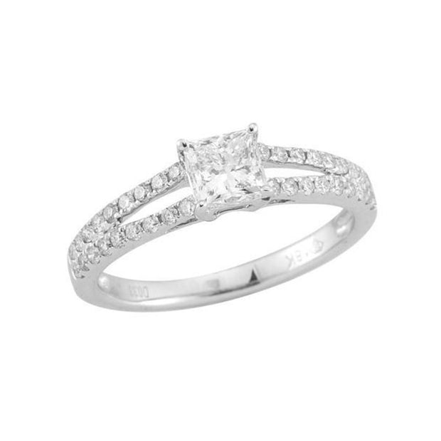 14 K White Gold 1ctw  Split shank Engagement Diamond Ring | Fame Diamonds